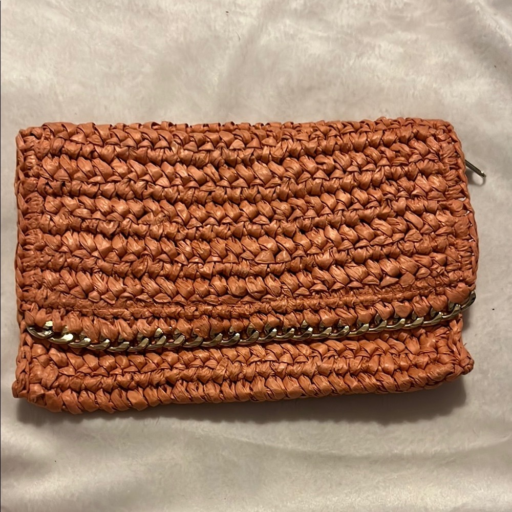H&M Orange Woven Clutch with Rustic Charm